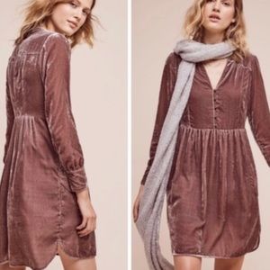 Anthropologie Mauve Velvet Dress